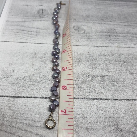 Artisan button potato peacock pearls bracelet sterling silver clasp coastal boho - Picture 5 of 6
